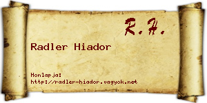 Radler Hiador névjegykártya